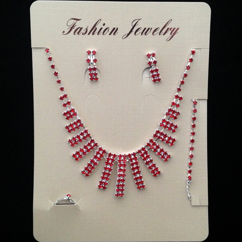 Shining Color Red Rhinestone Crystal 4pcs Necklace Set Fashion Jewelry Lady's Costume Accessories(China (Mainland))
