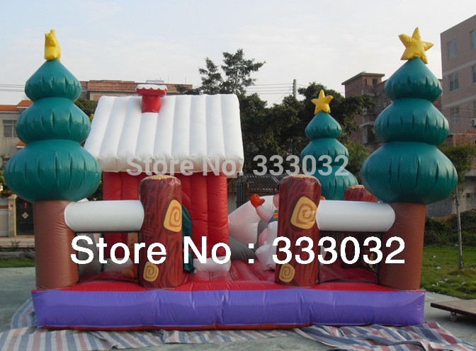 2013new High quality Christmas house inflatable bounce house good decoration ideas 6m x 6m 0.55mm Plato PVC tarpaulin UL blower(China (Mainland))
