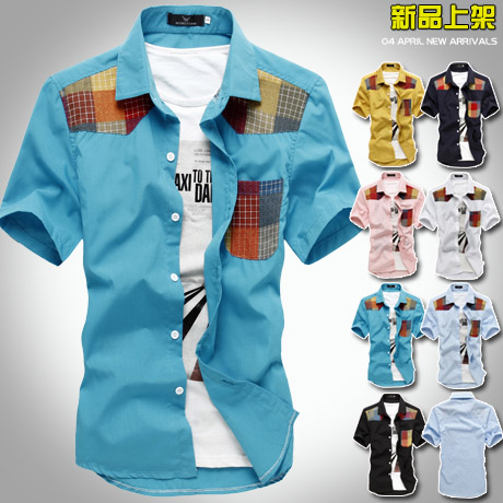 2013 Mens Fashion Short Sleeve Shirtstop Brand Quality Summar Slim