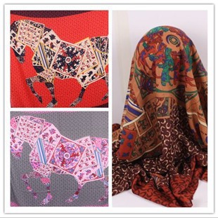 2013 autumn and winter thicken Top quality 30% wool 70% cashmere Poker horse printing women's Brand scarf 3colors 140x140cm(China (Mainland))