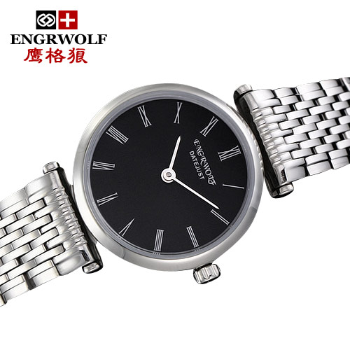 Promotions free shipping Eagle pack watch series of ultra-thin quartz watch waterproof strip black steel ladies watch ak620(China (Mainland))