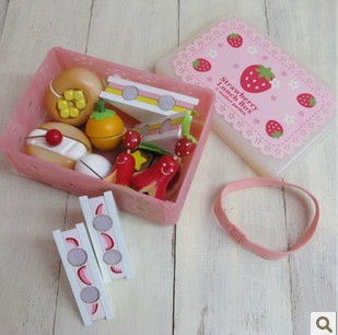 Free Shipping!Wooden Toys Baby Wild Strawberry Series Sandwich Set Classic Toys Children Play House Christmas gift for Children(China (Mainland))