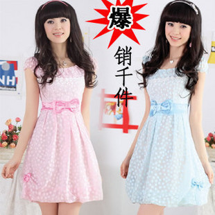 2013 summer AYILIAN spring one-piece dress chiffon juniors clothing spring school wear(China (Mainland))