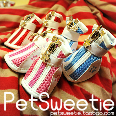 Mesh breathable dog with the standard of shoes pet shoes slip-resistant zipper four seasons comfortable(China (Mainland))