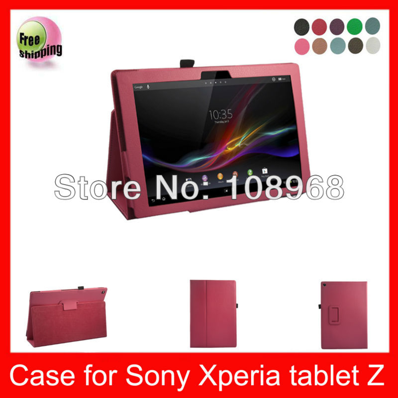 Auto Wake Sleep Function,High Quality PU Smart Cover Leather Case For Sony Xpeia Tablet Z 10.1'' Leather Case,Hot Pink(China (Mainland))
