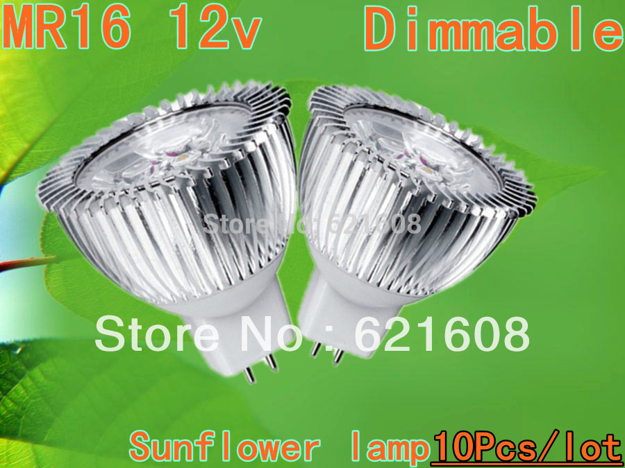 Free shipping 10pcs/lot High power MR16/GU10/GU5.3 9W AC/DC12V power led sunflower bulb led lamp Warm/cool/pure white Real CREE(China (Mainland))