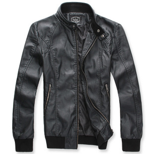 Spring leather clothing slim casual outerwear wallet male stand collar motorcycle water wash PU clothing(China (Mainland))