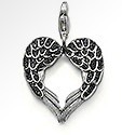 Hot sale!!!Free shipping min order 15 u.s.d.,2013 new fasion big wings heart with black cz with clasp charm(China (Mainland))