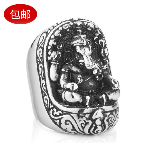 Lucky elephant titanium male super large wide rings finger ring personalized jewelry accessories(China (Mainland))
