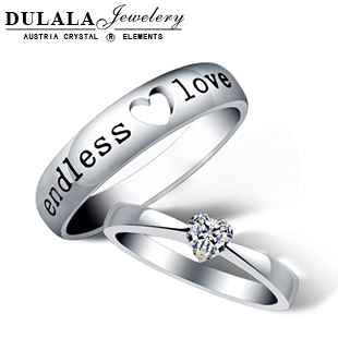 Free shipping 925 pure silver lovers ring female heart finger ring wedding ring lettering high quality day gift(China (Mainland))