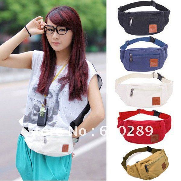 New Unisex's Canvas Waist Bags Zipper Closures Motorbike Fanny Waist Packs EAC03(China (Mainland))