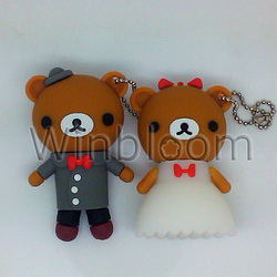 Wedding Bear USB Flash Drive 2GB 4GB 8GB 16GB 32GB Real Capacity PVC Pen Drive DHL HKPAM SImple Shipping SOlution For Mix Order(China (Mainland))