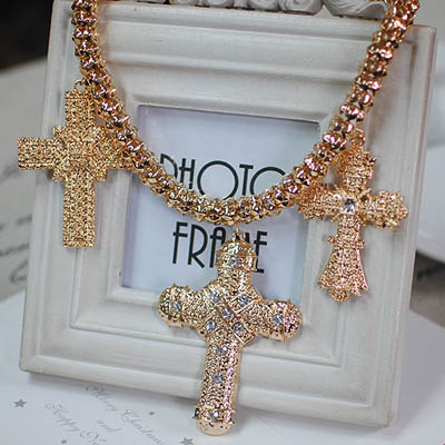 Emperorship ultralarge gothic royal carved sparkling diamond unique cross necklaces(China (Mainland))