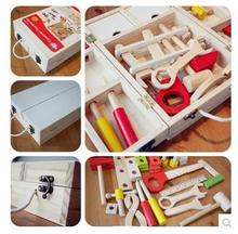 Free Shipping Baby Toys Luxury Hand Wooden Tool Box Educational Nuts Assembling Baby Toys Christmas gift