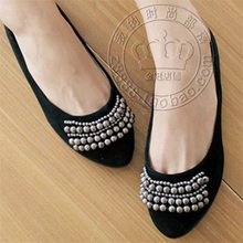 New arrival 2013 Fashion Rivet Shoes Pointed Toe Flats Hot Selling Korea Style Women Beaded Shoes, Free Shipping, LX 005