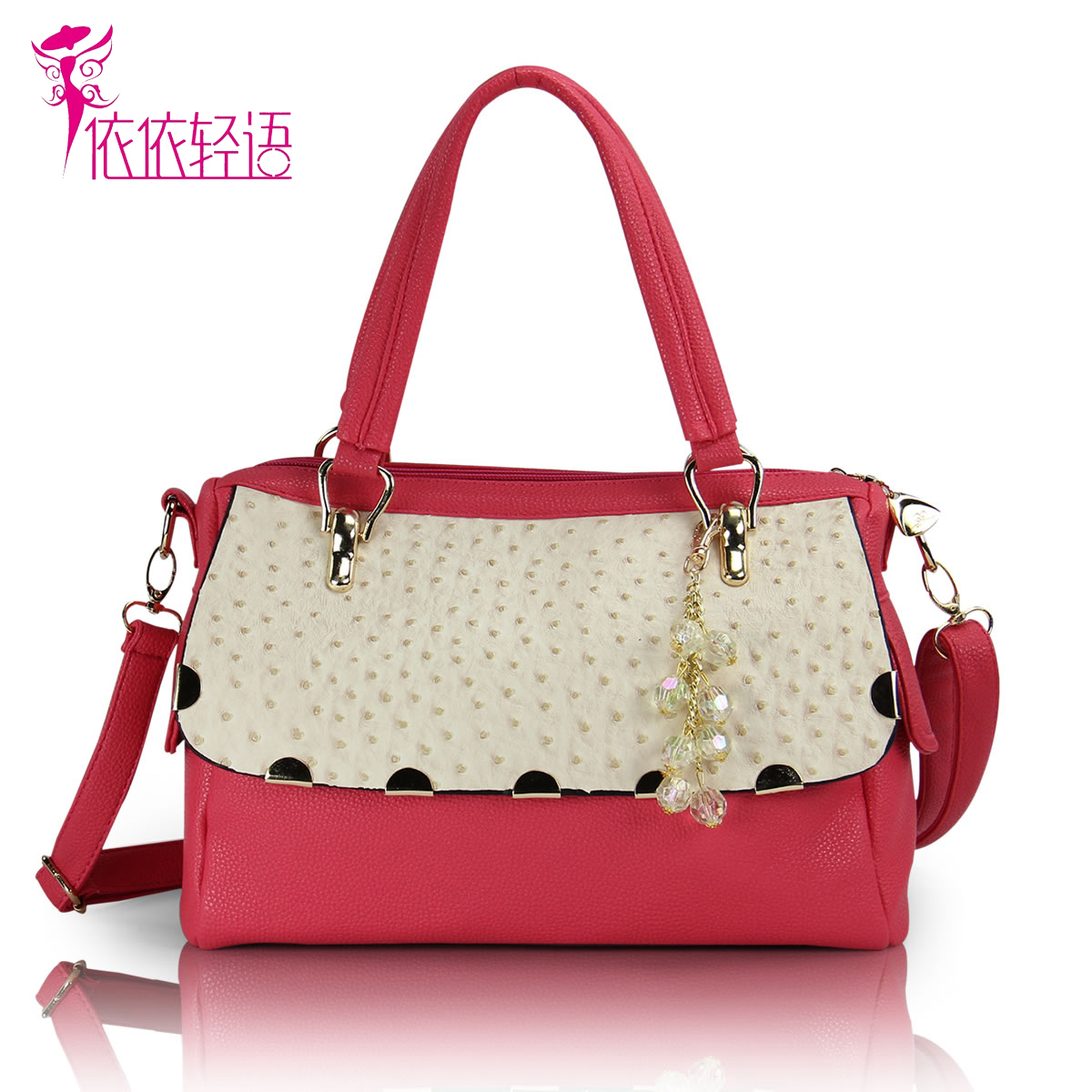 Color block 2013 ostrich grain one shoulder cross body bag dual use package bag