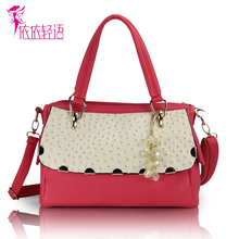Color block 2013 ostrich grain one shoulder cross-body bag dual-use package bag