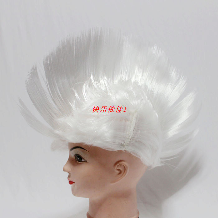 Cosplay wig dance party wig white fans wig cos cock head silver wig zihangchepeng wig(China (Mainland))