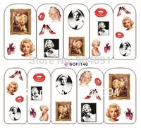 HOT 20pcs/lot  Hepburn & Marilyn Monroe Water decals Nail Art Stickers, Nail tips sticker For Fashion Finger Beauty Desgin