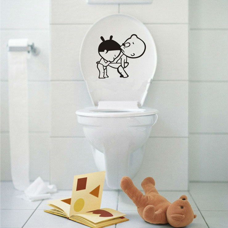 Bad boy cute cartoon creative personality environmental protection waterproof diy toilet glass stickers cheap bathroom decals
