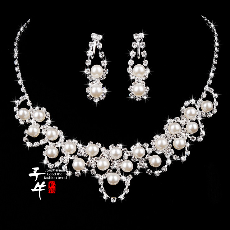 2013 pearl necklace set clip on earrings bridal jewelry marriage accessories xl 006