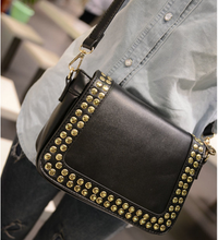 2014 women’s handbag motorcycle rivet bag classic messenger bag fashion vintage women’s handbag