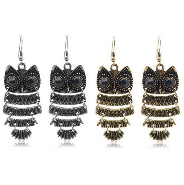 FREE SHIPPING Fashion 2 colors vintage Owl earrings Discount earrings Discount jewelry A35