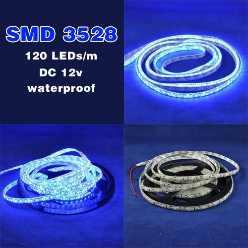 HOT Sell! SMD 3528 ,flexible led strip light ,Blue ,5m/piece,120 leds /m,DC 12V,waterproof,IP 65(China (Mainland))