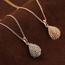 David jewelry wholesale 18 k gold plated  fashion exquisite noble drop design full rhinestone short necklace female chain