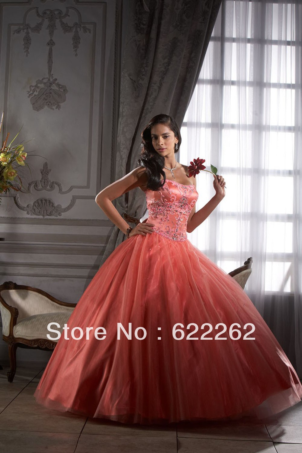 New Gorgeous Ball Gown Scoop Floor length Organza Rhinestone Appliques Lace Up Embroidery Fashion Quinceanera Dresses