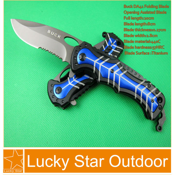 Buck Knife DA41 Folding Pocket Hunting Knives Outdoor Survival Knife Liner Lock + opening assisted blade Hardened 440C 57HRC(China (Mainland))