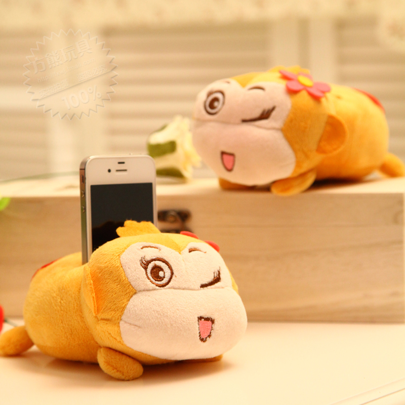 6Inch Free shipping Monkey cell phone holder plush toy cell phone holder cartoon cell phone holder