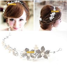 Flower the bride hair accessory pearl soft chain white rhinestone hair accessory marriage accessories wedding accessories