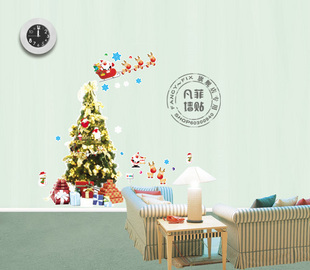 Wall stickers eco-friendly 009 christmas tree waterproof decoration stickers lovely child cartoon sticker(China (Mainland))