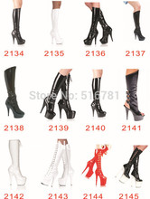20cm High-Heeled Shoes Round Toe Shoes Japanned Leather Knee-High Sexy Boots Dance Shoes 8 Inch With Platform Fashion Boots