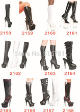 20cm High Heeled Shoes Round Toe Shoes Japanned Leather Knee High Sexy Boots Dance Shoes 8