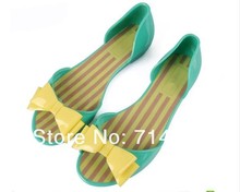 3color 5 9Size 2013 fashion elegant Women Summer fish mouth bowknot Jelly melissa Flat Sandal lady