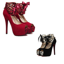 cheap red bottom high heels -Leopard print sexy ultra high heels open toe platform 2013 spring red wedding shoes bridal shoes