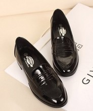 Free Shipping Mint Green Vintage Comfortable Women s Casual Shoes Closed Toe Japanned Leather Flat Heel