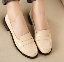 Free Shipping Mint Green Vintage Comfortable Women s Casual Shoes Closed Toe Japanned Leather Flat Heel
