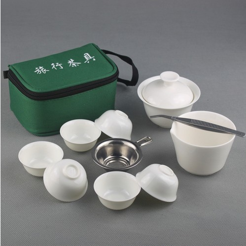 Hot selling new 2013 Tawers moralization white travel tea set portable teacup 10 piece set the
