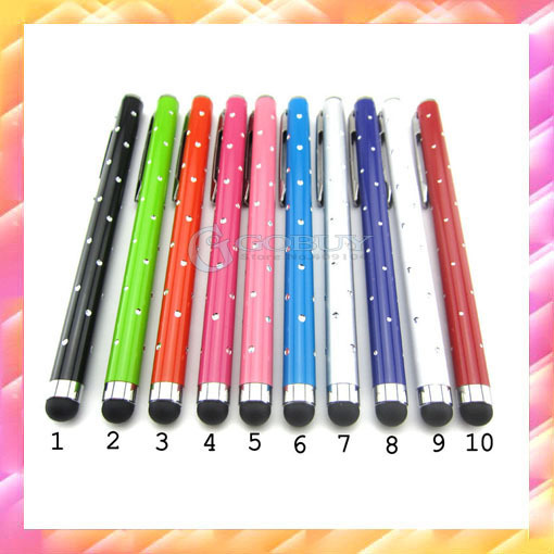 10pcs New Arrival Good quality Polka Dot Stylus Touch Pen for iPad for iPhone Smartphone S4