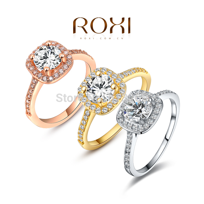 2015 ROXI Hot sale Classic Big Square Crystal 18K Gold Platinum Plated AAA zircon crystal Lord