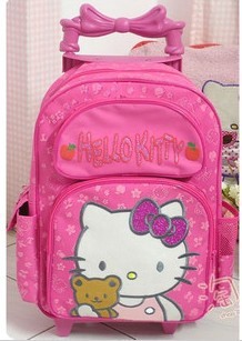 school bags with wheels for girls
 on Hello Kitty Kids Bag Pink Girl's Cartoon School Bag waterproof Cute ...