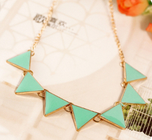 Free shipping 2015 new jewelry european fashion wholesale accessories royal punk enamel colorful triangle necklace short
