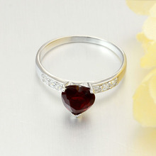 Solid 925 Jewelry Gifts For Woman Classic Ruby CZ Diamond Heart Rings For Lady Sterling Silver