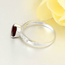 Solid 925 Jewelry Gifts For Woman Classic Ruby CZ Diamond Heart Rings For Lady Sterling Silver