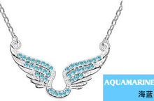 Free shipping new fashion popular necklace cupid wing pendant Made with Austria Crystal SWA Elements Wholesale