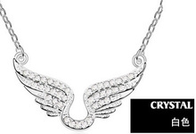 2014 fashion jewelry women necklace cupid wing pendant Made with Austria Crystal SWA Elements Wholesale