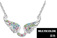2014 fashion jewelry women necklace cupid wing pendant Made with Austria Crystal SWA Elements Wholesale